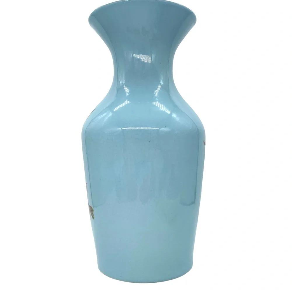 Vintage Taiwan Rocporcelain Peacock Hand Painted Large Floor Vase